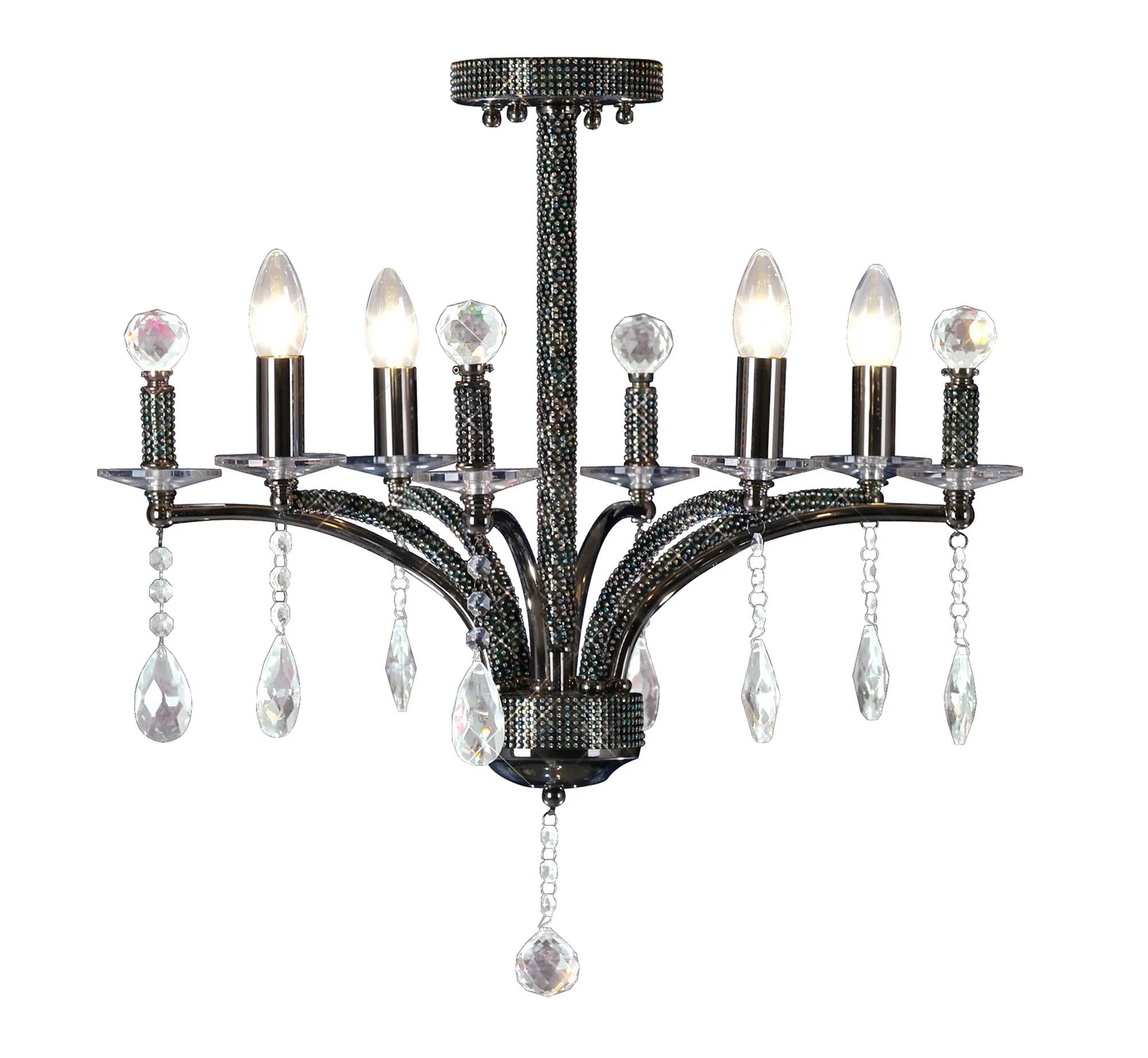 Fiore Crystal Pendant 4 Light Black Chrome IL30364  Diyas Fiore